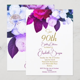 90. Rose Lila Plum Burgundy Elegant Geburtstag Einladung