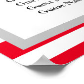 90 Rot/Weiß Streifen Hochzeitstabelle Poster (Ecke)