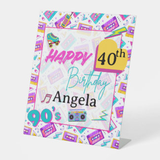 90’s Birthday Party Decorations Table Top Sign Sockelschild