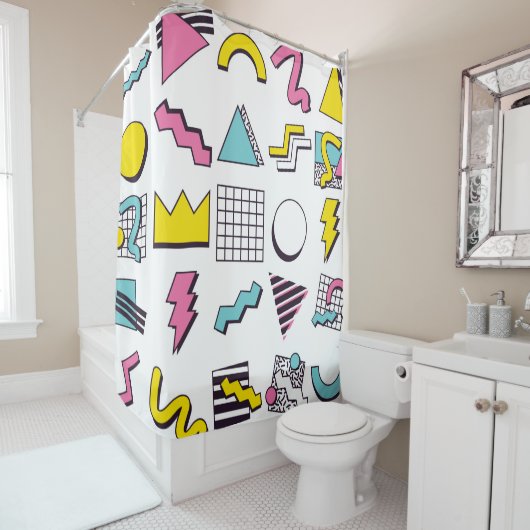 90’s Pop Memphis Design Elemente Duschvorhang (Beispiel)