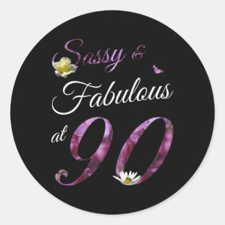 90 Sassy Fabulous Floral 1933 90th Runder Aufkleber