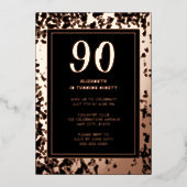 90. Schwarze Rose Gold Foto auf Back Custom Templa Folieneinladung (Vorderseite)