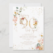 90 sehen gut aus, rosa Gold, botanischer Geburtsta Einladung (Vorderseite)