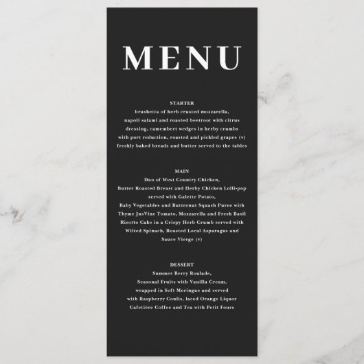 90 sehen gut aus schwarzem Gold Menükarte (Vorderseite)