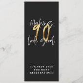 90 sehen gut aus schwarzem Gold Menükarte (Rückseite)