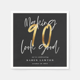 90 sehen gut aus wie Gold Geburtstagsnapkins Serviette