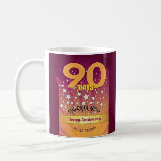90 Tage CUSTOM Erholung Jahrestag kühne Zahl Kaffeetasse (Links)