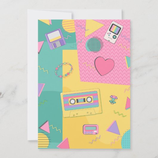 90' Thema Geburtstagsparty Einladung (Rückseite)