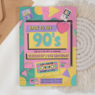 90' Thema Geburtstagsparty Einladung