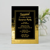 90. Überraschung Geburtstag Foto auf Back Black & Folieneinladung (Stehend vorne)