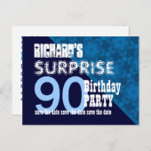 90. Überraschung Geburtstag Save the Date Diagonal Ankündigungspostkarte (Vorne/Hinten)