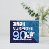 90. Überraschung Geburtstag Save the Date Diagonal Ankündigungspostkarte (Stehend Vorderseite)