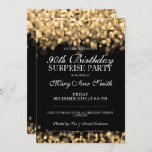 90. Überraschung Geburtstagsparty Gold Lights Einladung (Vorne/Hinten)