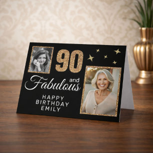 90 und Fabelhaft Gold Glitter 2 Foto 90. Geburtsta Karte