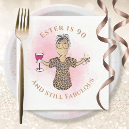 90 und fabelhafte Ethnic Gold Pink Female Geburtst Serviette