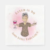 90 und fabelhafte Ethnic Gold Pink Female Geburtst Serviette (Vorderseite)