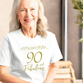 90 und fabelhafte Gold-Ornament 90. Geburtstag T-Shirt