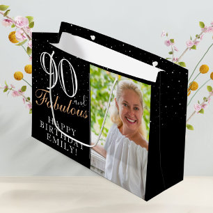 90. und fabelhaftes elegantes Black 90. Geburtstag Große Geschenktüte