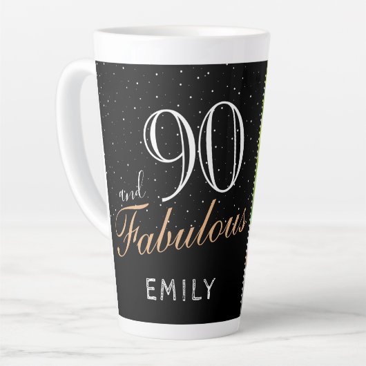 90. und fabelhaftes elegantes Black 90. Geburtstag Milchtasse (Linke Ecke)