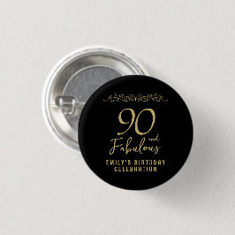 90 und fabelhaftes Gold-Ornament 90. Geburtstag Fo Button