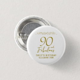 90 und fabelhaftes Gold-Ornament 90. Geburtstag Fo Button