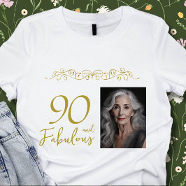 90 und fabelhaftes Gold-Ornament 90. Geburtstag Fo T-Shirt