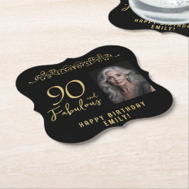 90 und fabelhaftes Gold-Ornament 90. Geburtstag Fo Untersetzer