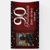 90 und Fabulous Birthday Confetti Foto Banner (Vertikal)