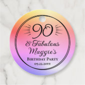 90 und Fantastisch 90. Geburtstagsfeier Geschenkanhänger (Vorderseite)