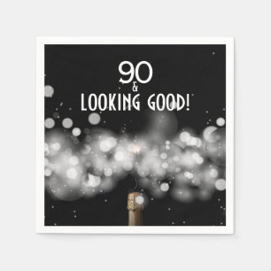 90 und Looking Good Champagne Party Napkins Serviette