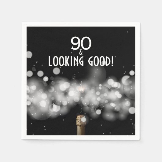 90 und Looking Good Champagne Party Napkins Serviette (Vorderseite)