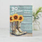 90 und üppiger rustikaler Western Sonnenblumen Einladung (Stehend Vorderseite)