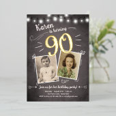 90. Vintag Retro-Foto 90 Überraschung Geburtstag Folieneinladung (Stehend vorne)