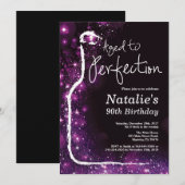 90. Wein Geburtstag Lila Einladung (Vorne/Hinten)