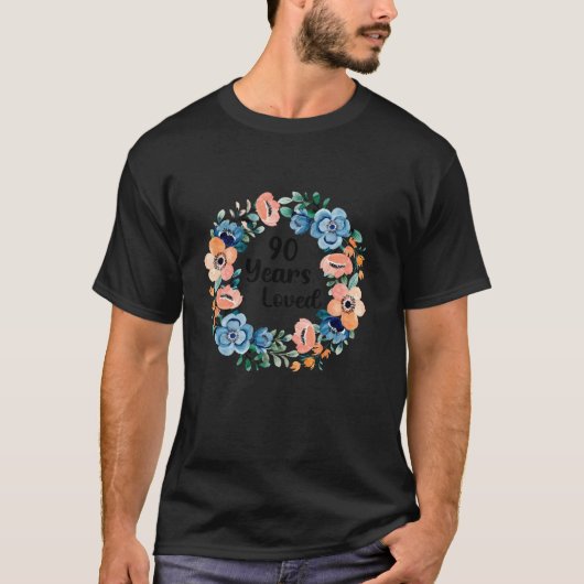 90 Years Loved Mom Grandma 90 Years Old 90th Birth T-Shirt (Vorderseite)