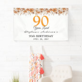 90 Years Loved Peach Floral 90th Banner (Insitu)