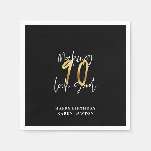 90 zum Geburtstag guten Goldes machen Serviette (Vorderseite)