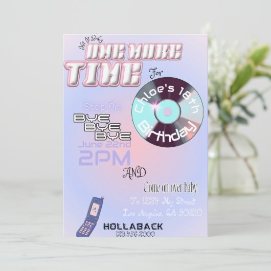 90er/2k Pop Einladung zum Geburtstag (Stehend Vorderseite)