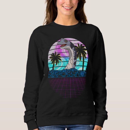 90er 80er Retro Brachiosaurus Vaporwave Ästhetik Sweatshirt (Vorderseite)
