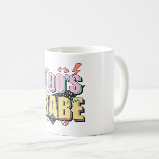 "90er Babe" Nostalgisches Geschenk Kaffeetasse (VorderseiteRechts)