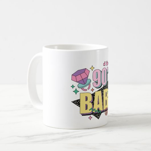 "90er Babe" Nostalgisches Geschenk Kaffeetasse (Vorderseite Links)