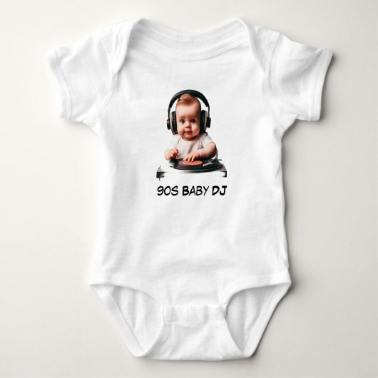 90er Baby DJ Body Anzug Baby Strampler (Vorderseite)