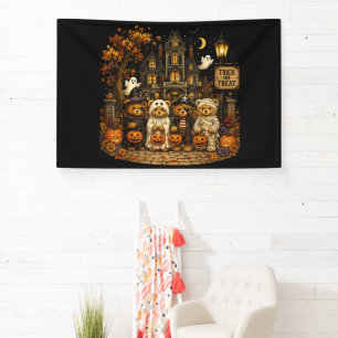 90er Bären Halloween Süßigkeiten oder Saures Vinta Banner