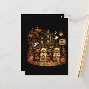 90er Bären Halloween Süßigkeiten oder Saures Vinta Postkarte