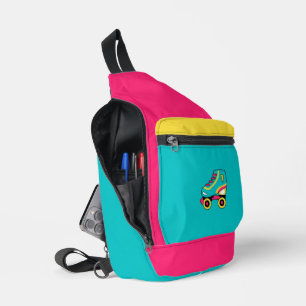 90er-Bilder, Retro-Roller-Skate-Symbol Crossbody Bag