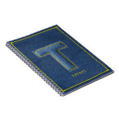 90er Blaue Denim Applikation Buchstabe T Monogramm Notizblock (Rechte Seite)