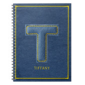 90er Blaue Denim Applikation Buchstabe T Monogramm Notizblock (Vorderseite)