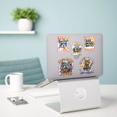 90er Bootleg Wilde Waschbär Sticker Pack 2 (Laptop auf Schreibtisch)