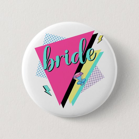 90er Bride Bridesmaid Retro 90er Junggeselinnen-Ab Button (Vorderseite)