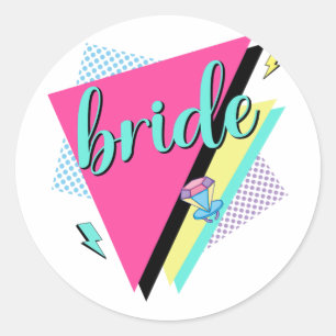 90er Bride Bridesmaid Retro 90er Junggeselinnen-Ab Runder Aufkleber